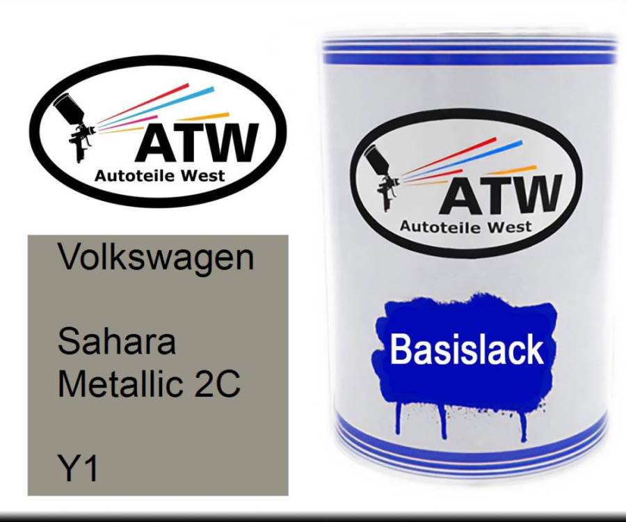 Volkswagen, Sahara Metallic 2C, Y1: 500ml Lackdose, von ATW Autoteile West.